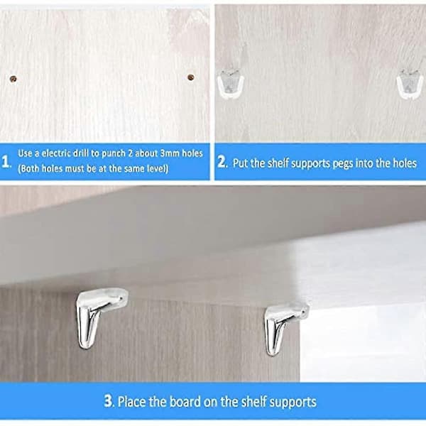 30 stycken hyllstöd, 3 mm hyllfäste pinnar av plast