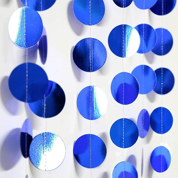 Bling Royal Blue Circle Dots Girlang Papper Hängande Polk Dot Streamer Fest Dekoration Vimpel