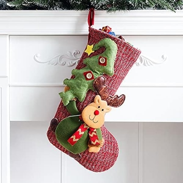 Älg Julstrumpa, Stor Julstrumpa Att Hänga, Design Jultomte, Ren Och Snögubbar
