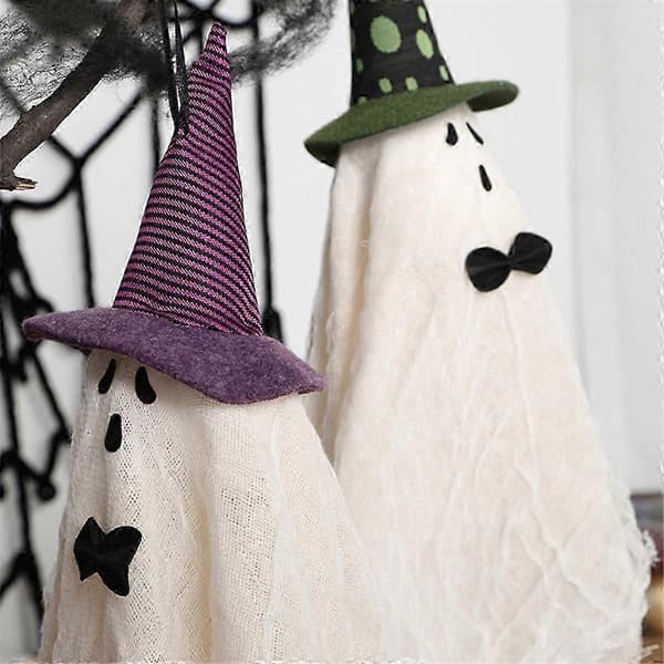 2025 1 PC Halloween Hanging Ghosts with Orange Witch Hat Cute Scary Ghosts Hanging Ghost Halloween Decorations
