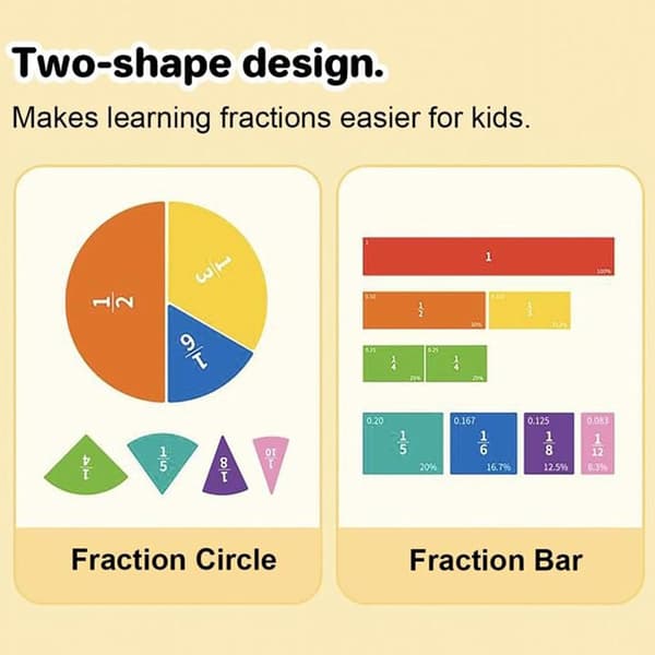 Magnetic Fraction Learning Book - Interactive Math Game Set for Kids | Foldable Teaching Board with Color Segment Pieces, Hands-on Visual Education
