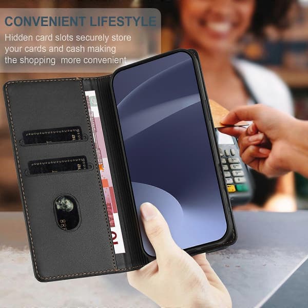 Case for iPhone XR, Soft PU Leather Folio Flip Shockproof Phone Case - Dark Green