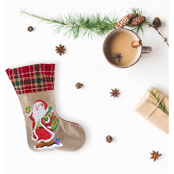 DIY diamantmålning julstrumpor, tomte, snögubbe, julklappar, godispåsar