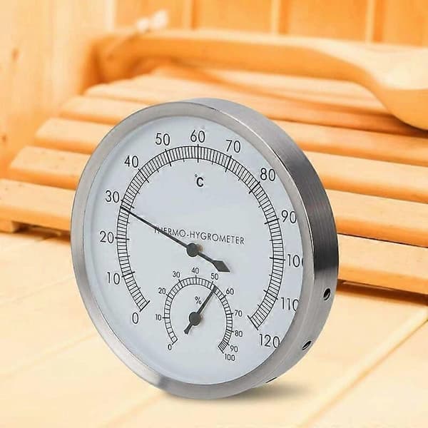 Badstutermometer, 2-i-1 badstu i rustfritt stål Badstutilbehør Termometer Hygrometer Termo-hygro