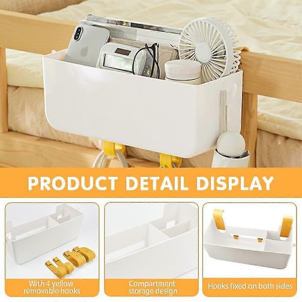 Plastic Bedside Storage Basket, Dorm Bunk Bed Holder, Bed Organizer Caddy, Hanging Bed Storage Accessories with Removable - S