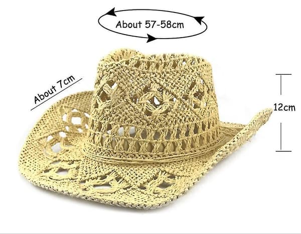 Simplicity Ny Western Style Piercad Klassisk Cowboy Halmhatt