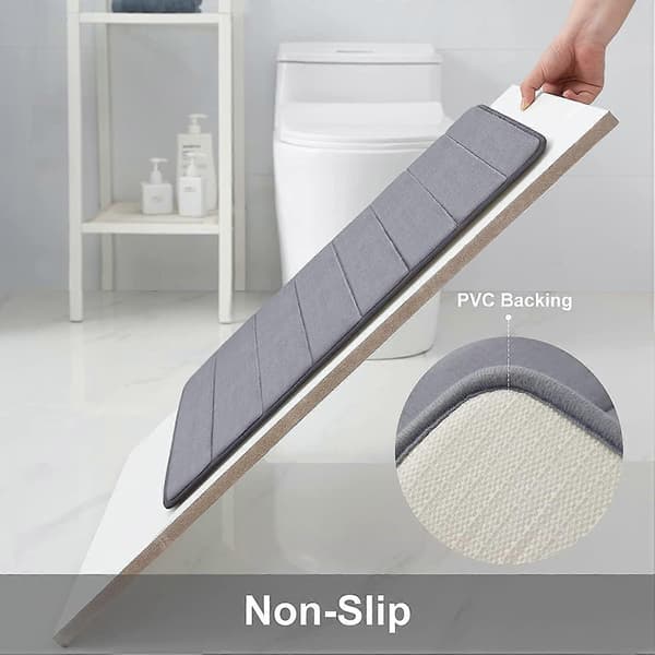 Badrumsmatta i Memory Foam, Extra Mjuk Halkfri Badrumsmatta, Mörkgrå