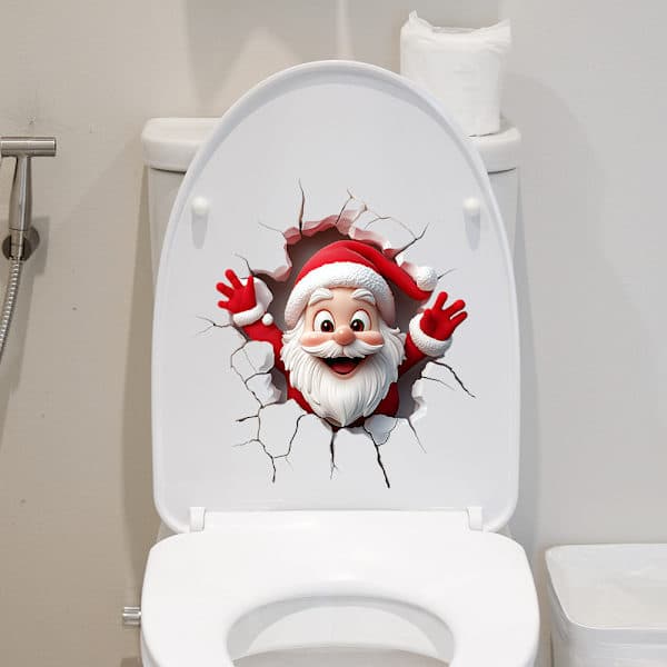 Jultomte väggdekor, 3D-effekt av att bryta igenom väggen, 29
