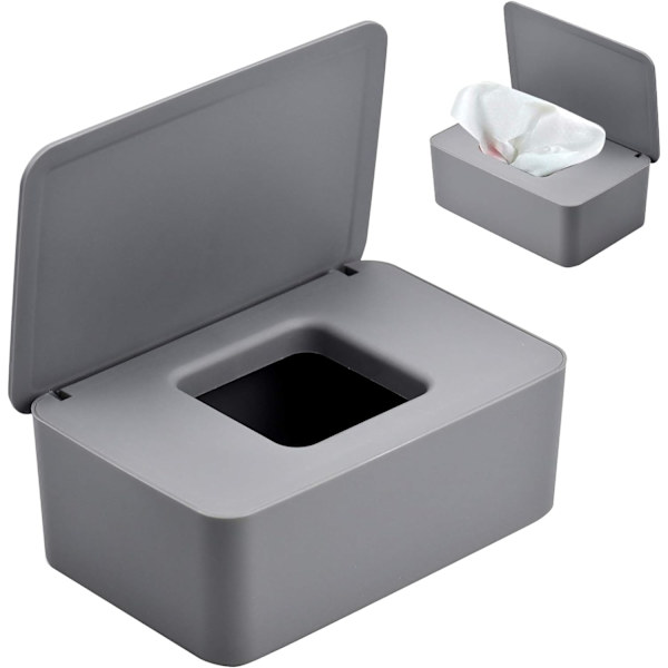 Grå fuktig, våtservetter Dispenser Tissue Box med lock Tissue Box Holder Handduk Extraktion Baby Dammtät Förvaringslåda Tissue Förvaring