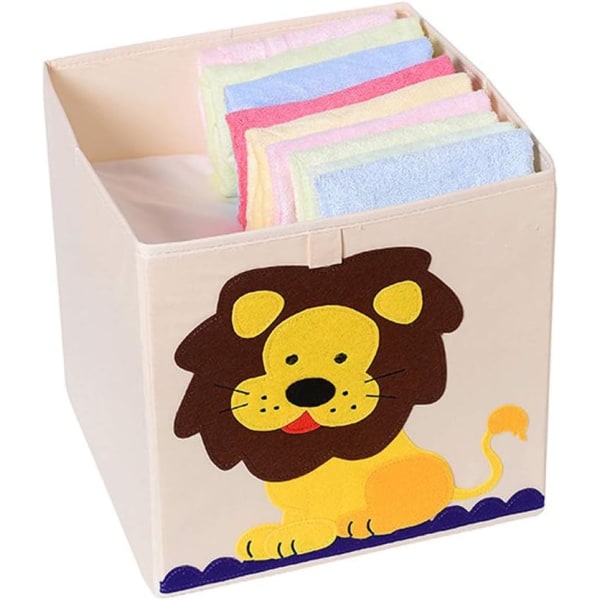 Leksaksförvaringslåda - Barnförvaringslåda - Vikbar kub - Familj ， Lejon