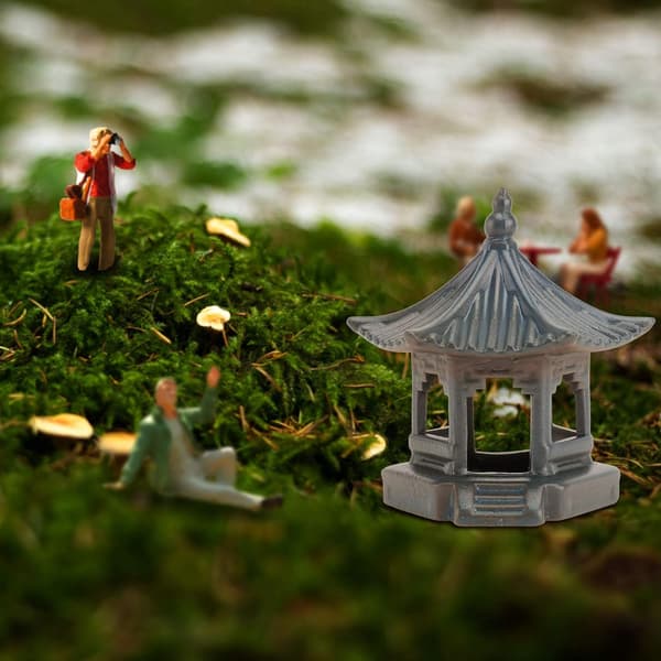 Mini Pagoda Staty Trädgårdsfigur i Keramik Hexagon Paviljong
