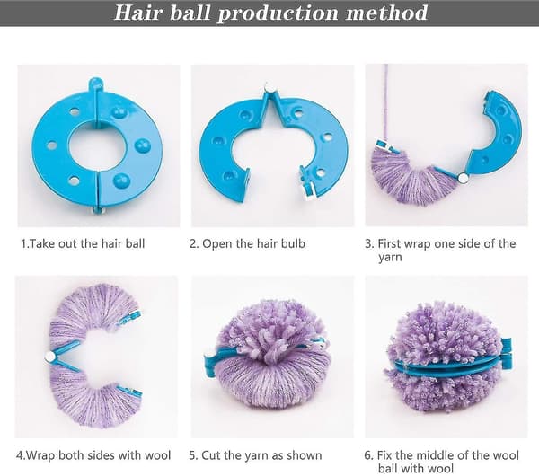 Plast Pompom Maker Set (8-pack) Återanvändbar Gör-det-själv Pom