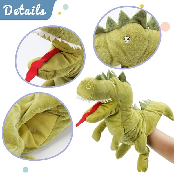 Plush Dinosaur Hand Puppet T-Rex with Open Movable Mouth for