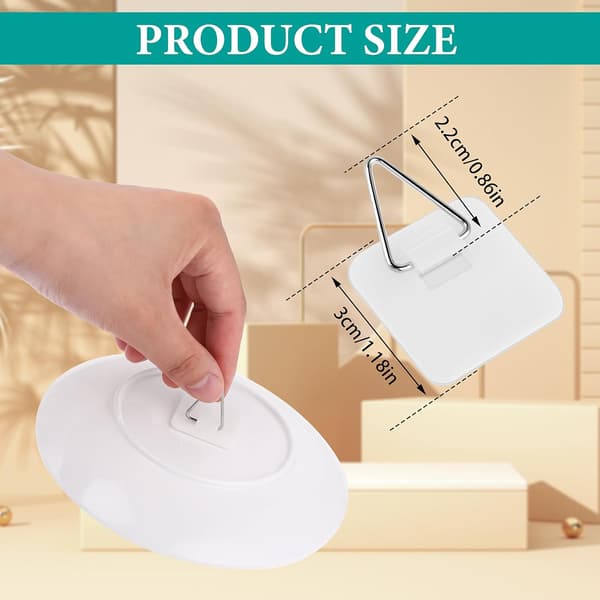 20 Pieces Invisible Plate Hangers for Wall, Self-Adhesive Plastic Wall Hooks for Hanging Plates