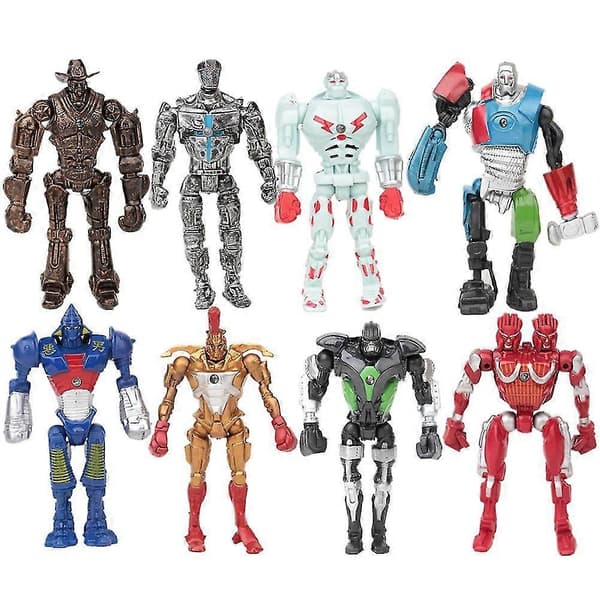 8 stk Anime Real Steel Adam Raider LED Robot Actionfigur Model Legetøj Gave til Børn