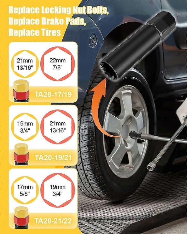 3-pack 10-spårs hjulmutternyckel kompatibel med Bimecc 10-spårs muttrar och mutterbultar