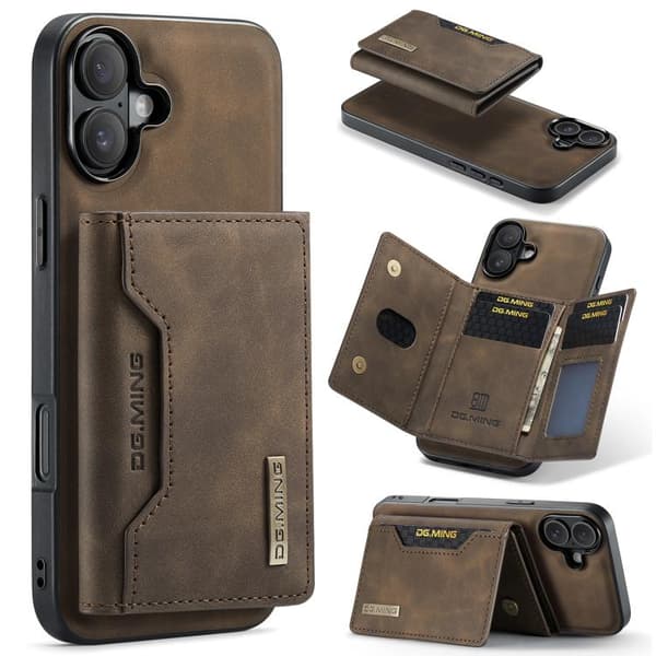 iPhone 17 Skal læderfodral DG.MING M2 Series 3-Fold Kortholder Kaffe