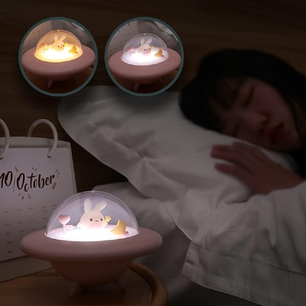LED-nattlampa för barn Nattlampor Söta rymdskepp Kanin Gul Baby Nattlampa Fjärrkontroll & Touch