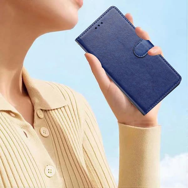 For Xiaomi 15T Leather Case Wallet Stand Phone Cover with Practical Strap Blue