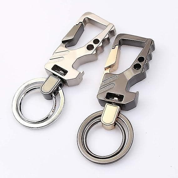 Set med 2 bilnyckelringar med flasköppnare - 2 metallringar