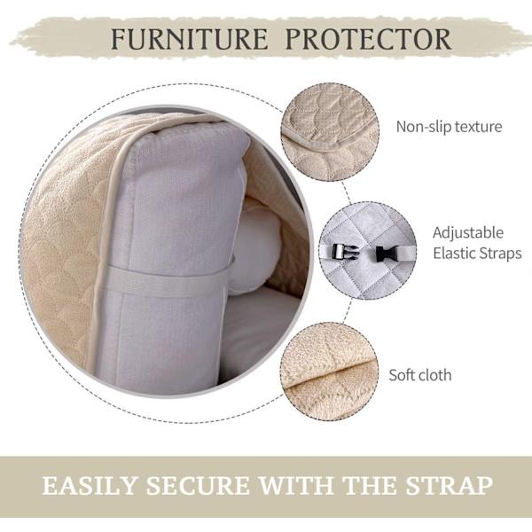Halkskyddat sofföverdrag soffskydd fåtöljskydd soffskydd (Beige, 2-sits)
