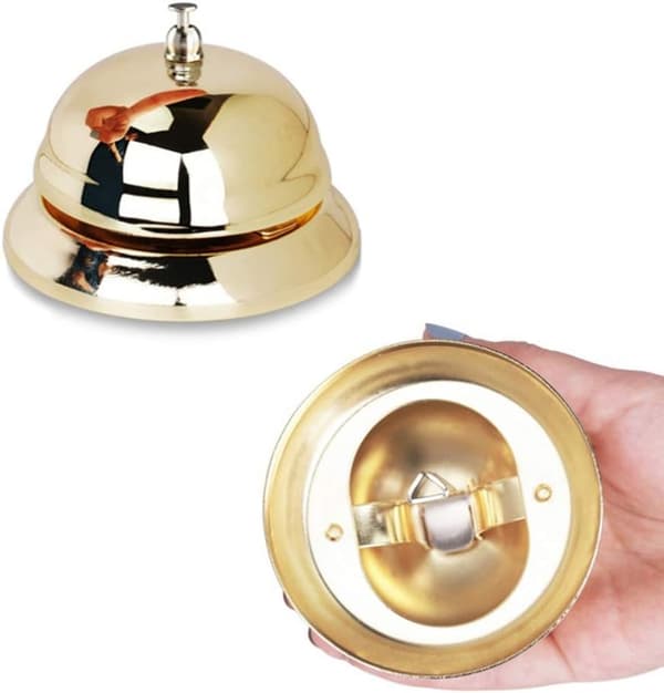 Gyllene handringningsklocka Serviceringklocka Restaurangsamtal Klocka Reception Kundklocka