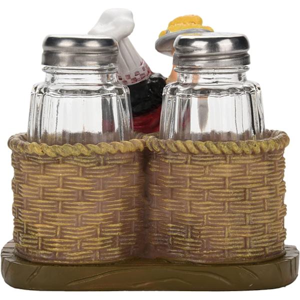 Kock Salt och Peppar Shakers Set, Salt Peppar Shaker Kock Dekorativ Staty Kryddorganisatör