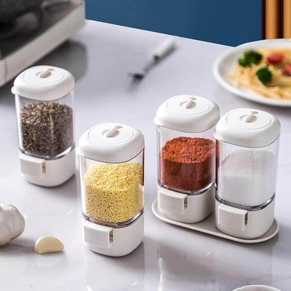 Saltkar med lock, krydddispenser, kryddförvaring, kryddkryddflaska justerbar plast