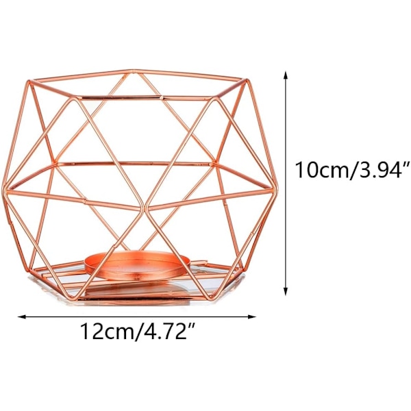 Tealight-ljusstakar - 2-pack tealight-hållare i roséguld, geometriska ljusstakar för bröllop