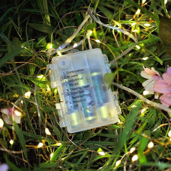 Ljusslinga med batteri, [Set om 4] 10M 100 LED-lampor Timerfunktion