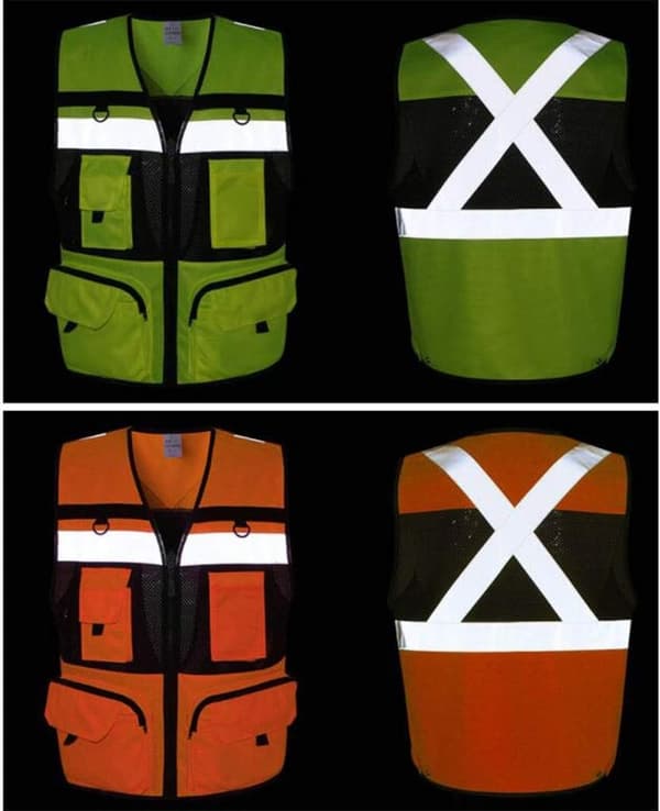 Reflekterande säkerhetsväst - Multi-pocket reflekterande säkerhetsväst - Grön(XL) xl