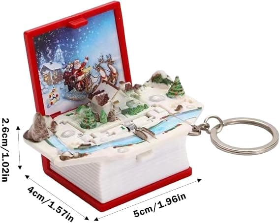 3D Book Keychain, Book Keychain, Pop-Up Toy Foldable Book Keychain, Creative Backpack Pendant, Cute Keychain, Christmas Tree Decoration for Women