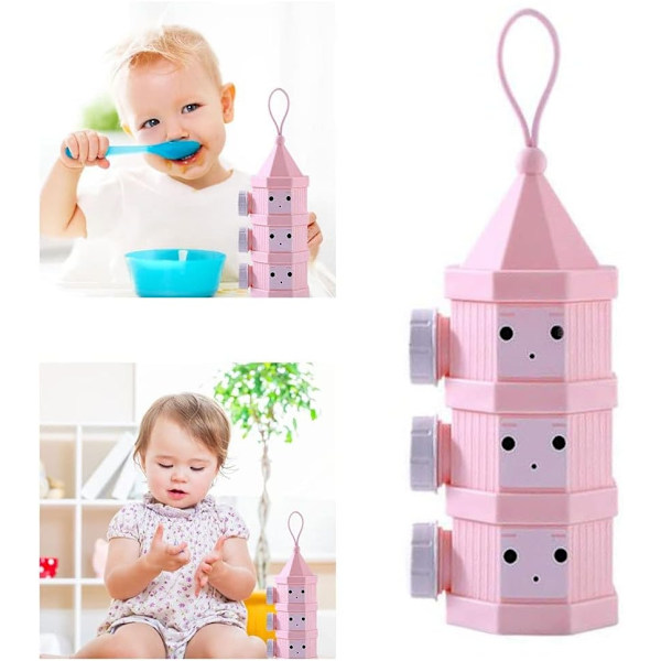 Baby mjölkpulver dispenser bärbar 3 lager tecknad mjölkpulver mellanmål förvaringsbehållare för småbarn
