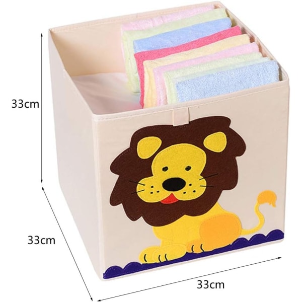 Leksakslåda - Förvaringslåda för barn - Fällbar kub - Familj, Lejon