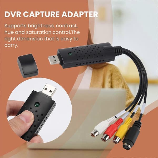 Easycap USB 2.0 Easy Cap Video TV DVD VHS DVR -kaappaussovitin Enklare Cap USB -videotallennuslaite Su