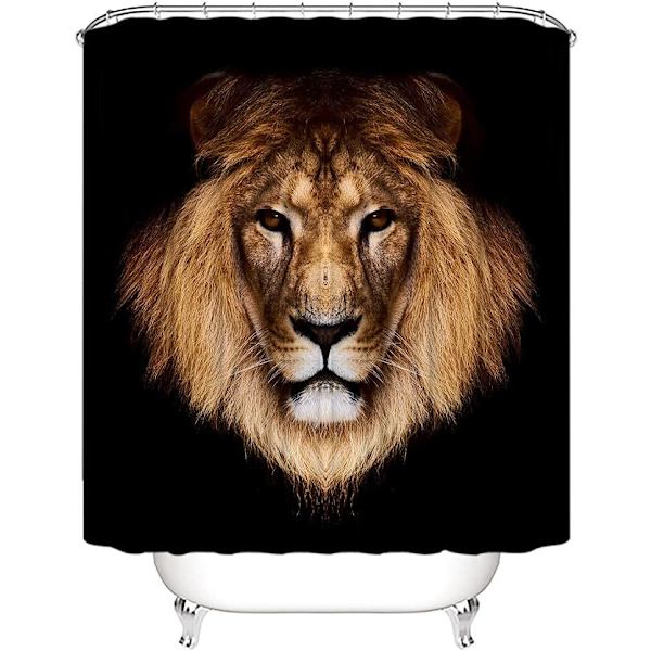 Svart lejon duschdraperi för badrum, tyg badrum set 12 st krokar (72'' B x 72'' L)