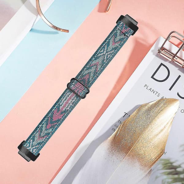 DB Armbånd til Fitbit Inspire 3 Nylon Elastisk Flettet Solo Loop Sportsurrem med Sort Stik - 4# 37