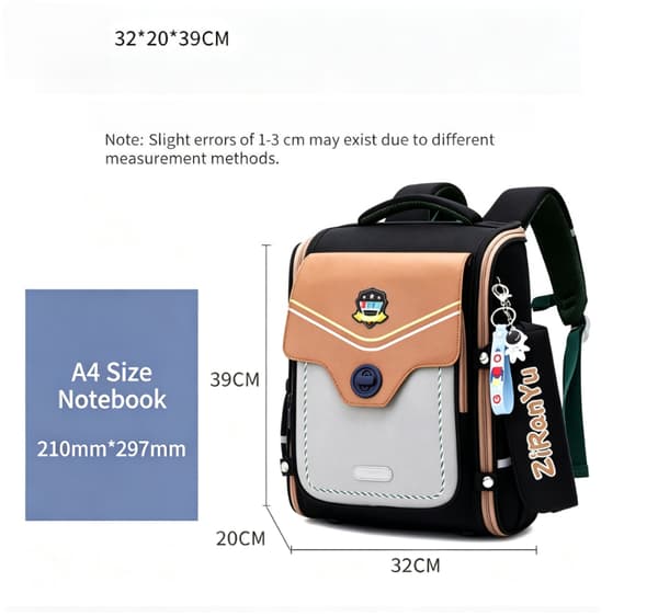 Children's Backpack, Waterproof School Bag with Back Support for Boys and Girls Grey