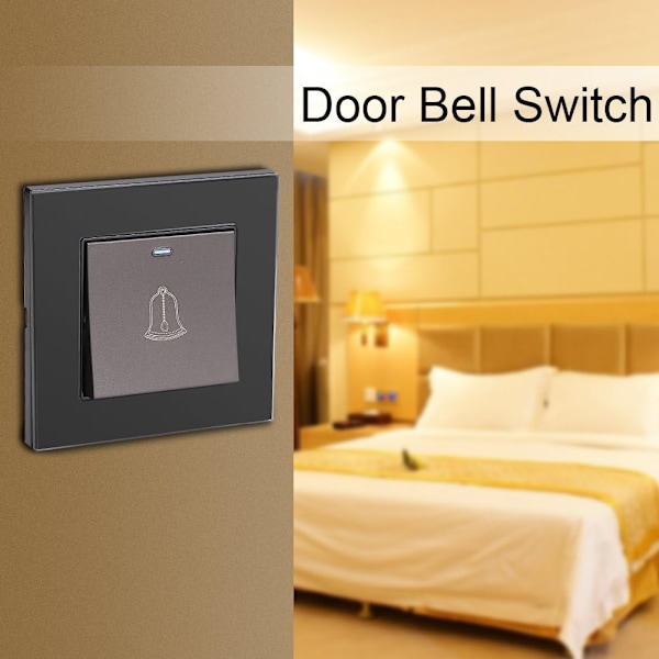 Utomhus dörrklocka knapp, 220~250V härdat glas panel dörrklocka switch vattentät dörrklocka knapp