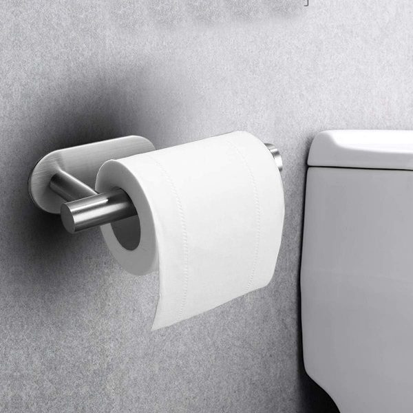 Toalettpappershållare, självhäftande toalettpappershållare i rostfritt stål, väggmonterad toalettpappershållare