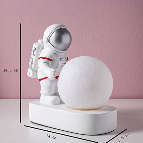 Astronaut Rymdman Måne Nattljus Sovrum Sängbord Kreativ Dekorativ Skrivbordslampa Barn Baby Ch
