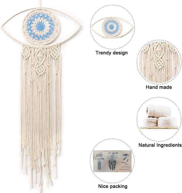 Stora Boho Drömfångare, Evil Eye Dream Catcher Hem, Sovrum Och Vägg, Handgjord Ögonväggdekor