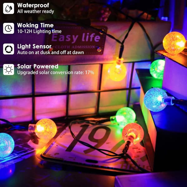 2-pack 100 LED 32FT Crystal Globe Solcellslingor Utomhus, Vattentäta Solcellslampor Utomhus
