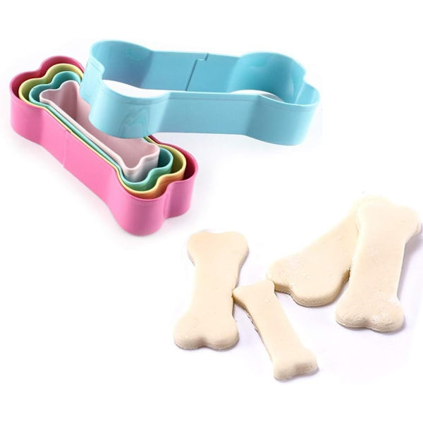 Keksform i form av hundben, set med rostfritt stål, färgglada BPA-fria hundbensformade kakskärare