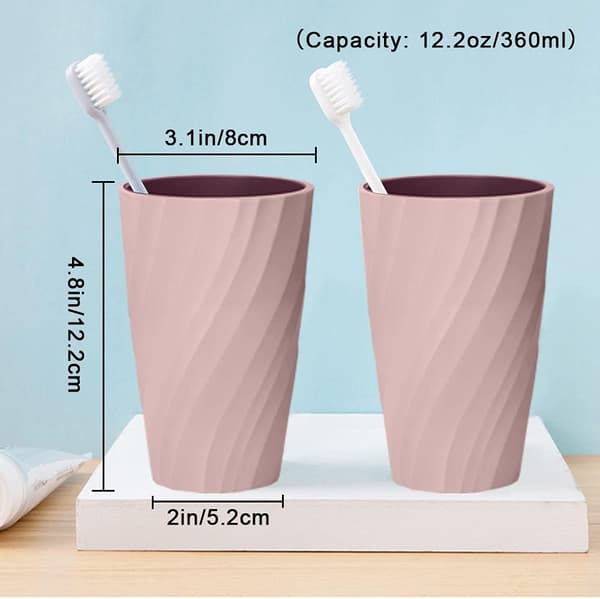 2-pack okrossbara mjuka och hållbara badrumstandborstmuggar (rosa)