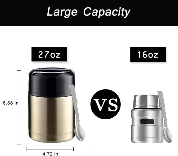 Mat Termos, 27Oz Bred Mun Thermos För Varm Mat Med Fällbar Sked