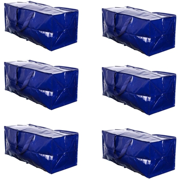 Kraftiga extra stora flyttväskor med ryggsäcksremmar Starka handtag och dragkedjor som är kompatibla med IKEA Frakta handvagn, (blå - set med 3)