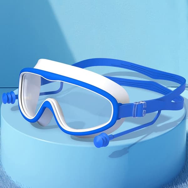 Lasten suuret uimalasit korvatulpilla blue white