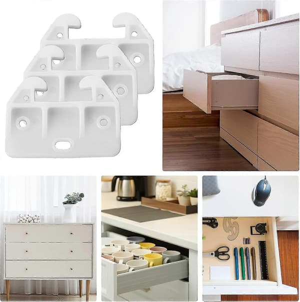 10 stk Plastskuffeskinner Skuffeskinner Skapskuffeskinner Kommodeskuffeskinner Fester Skuffedeler For Bakmontering