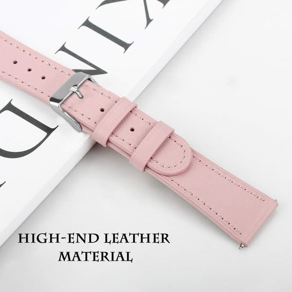 Compatible with Samsung Galaxy Watch 5/5 Pro/4/4 Classic/3 41mm /42mm/Active 2, 20mm Soft Leather Replacement Strap for Huawei GT2 / GT3 42mm (Pink)